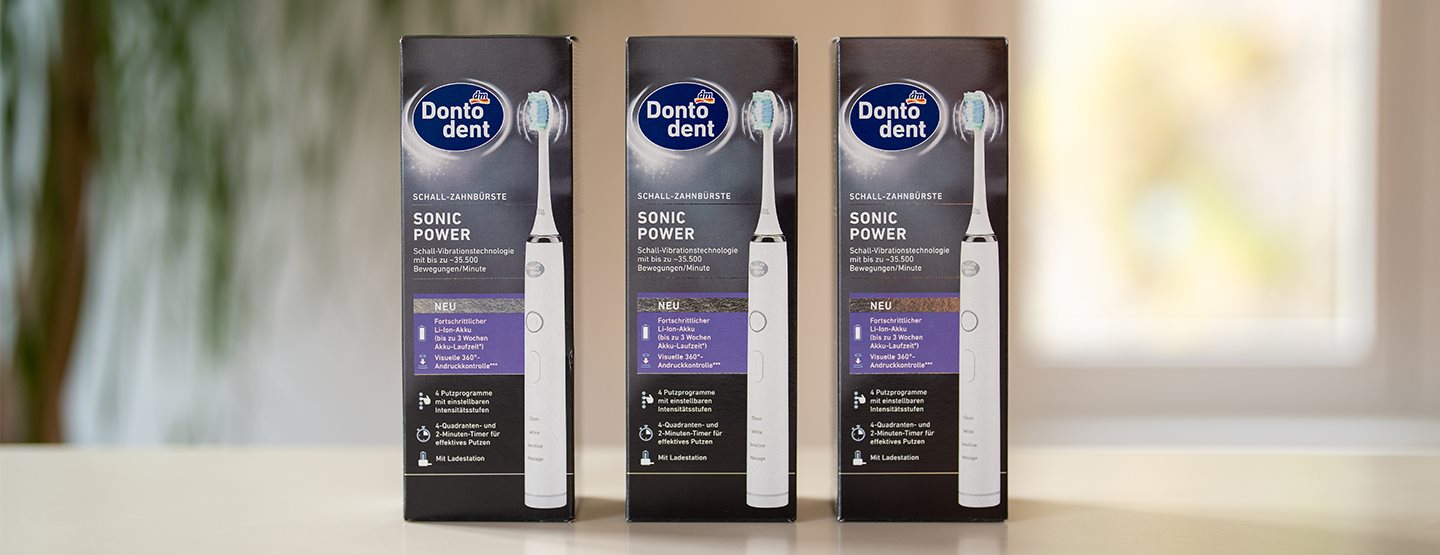 Dontodent Sonic Power Schall-Zahnbürste, die Sie beim ACTIVE BEAUTY Weihnachtsgewinnspiel gewinnen können Weihnachtsgewinnspiel: Dontodent Sonic Power Schall-Zahnbürste
