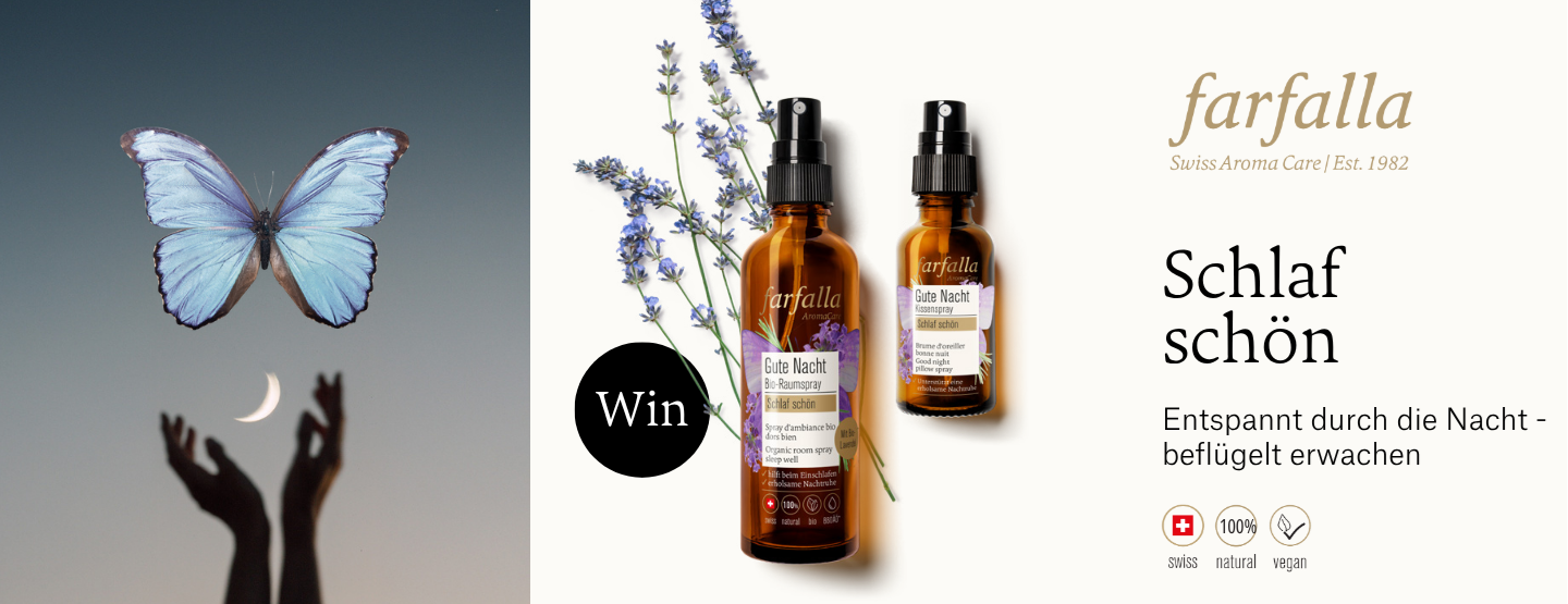 AromaCare-Linie Schlaf schön von farfalla, die Sie bei ACTIVE BEAUTY gewinnen können farfalla AromaCare-Linie Schlaf schön gewinnen