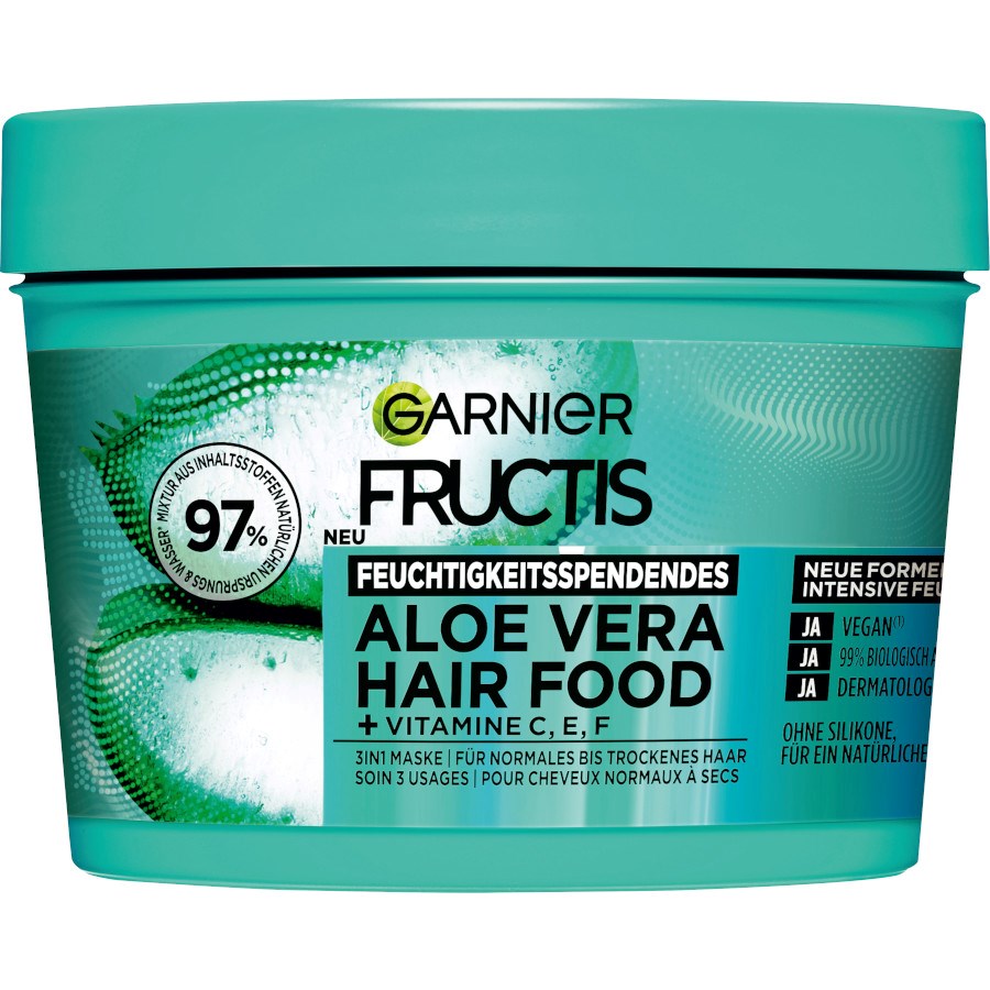 „Feuchtigkeitsspendendes Aloe Vera Hair Food 3in1 Haarmaske“ von GARNIER FRUCTIS bei dm