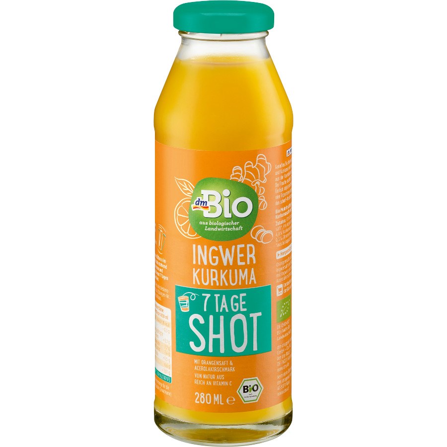 „Ingwer Shot Kurkuma 7 Tage“ von dmBio bei dm