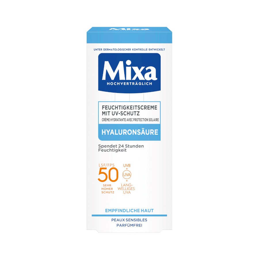 „Feuchtigkeitscreme LSF 50“ von Mixa